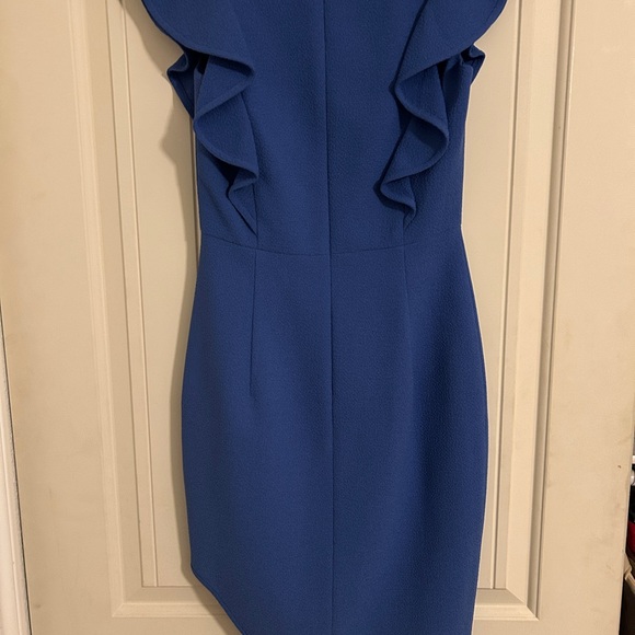 Black Halo Elegant Blue Ruffle Dress 2 - Picture 3 of 4